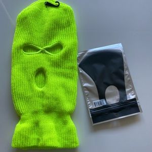 3 hole neon green ski mask with free black mask